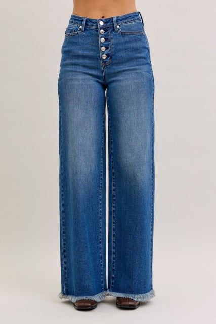 Judy Blue Karla High Waist Column Straight Button-Fly & Back Welt Pkts