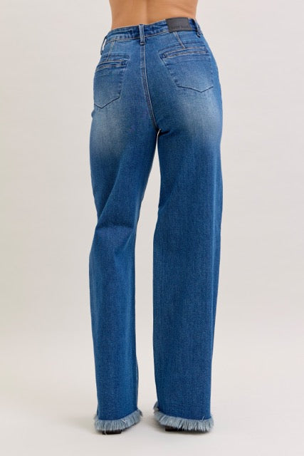 Judy Blue Karla High Waist Column Straight Button-Fly & Back Welt Pkts
