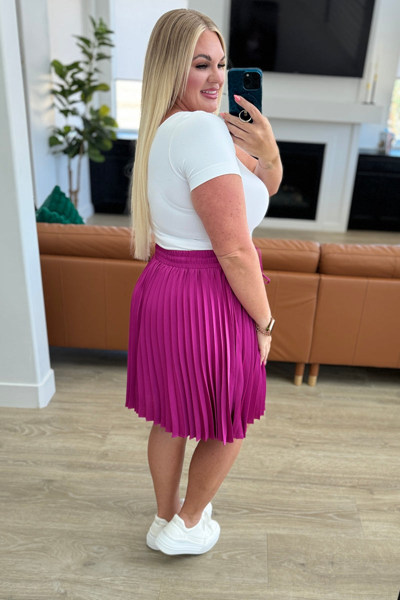 Just a Flirt Pleated Skirt in Magenta