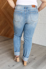 Judy Blue Aiden High Rise Patch Pocket Distressed Boyfriend Jeans