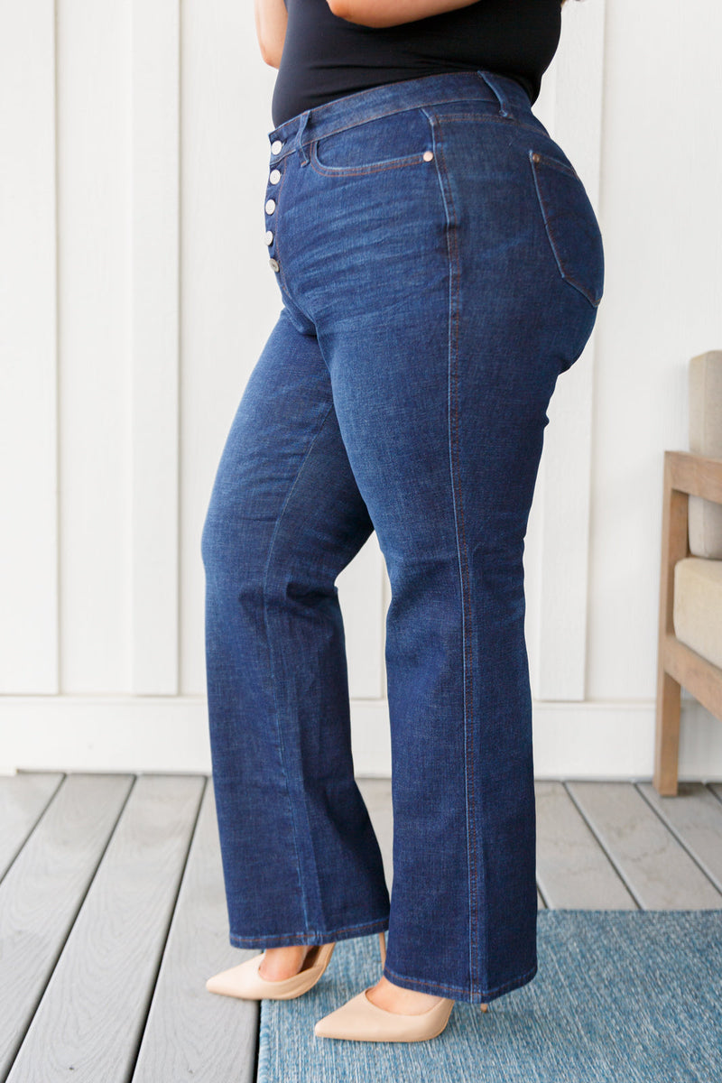 Judy Blue Arlo High Rise Button-Fly Straight Jeans