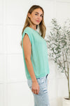 Casually Iconic Waffle Knit Top in Mint