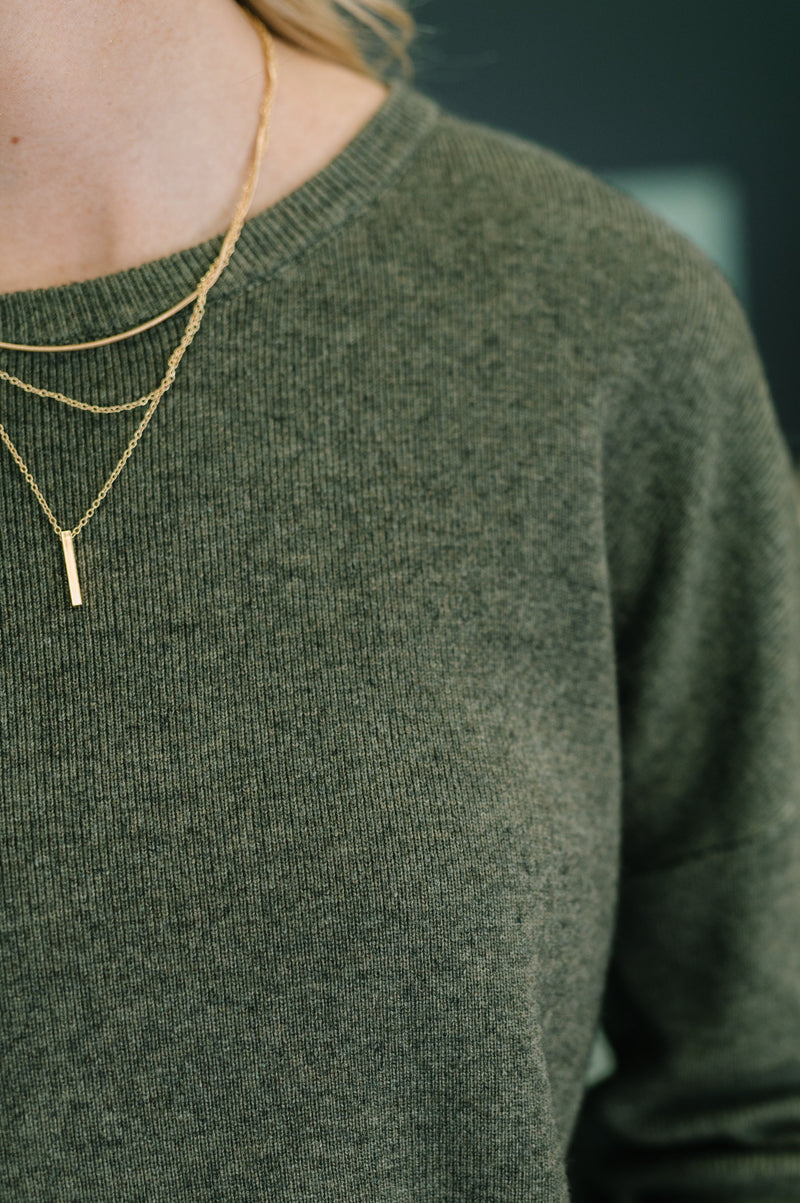 Close Sweater in Moss