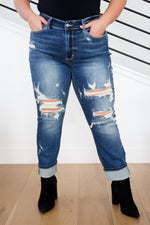 Judy Blue Danny Mid Rise Cuffed Destroy Boyfriend Jeans
