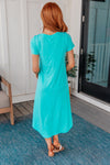 Dolman Sleeve Sheer Maxi Dress in Neon Blue Cover Up