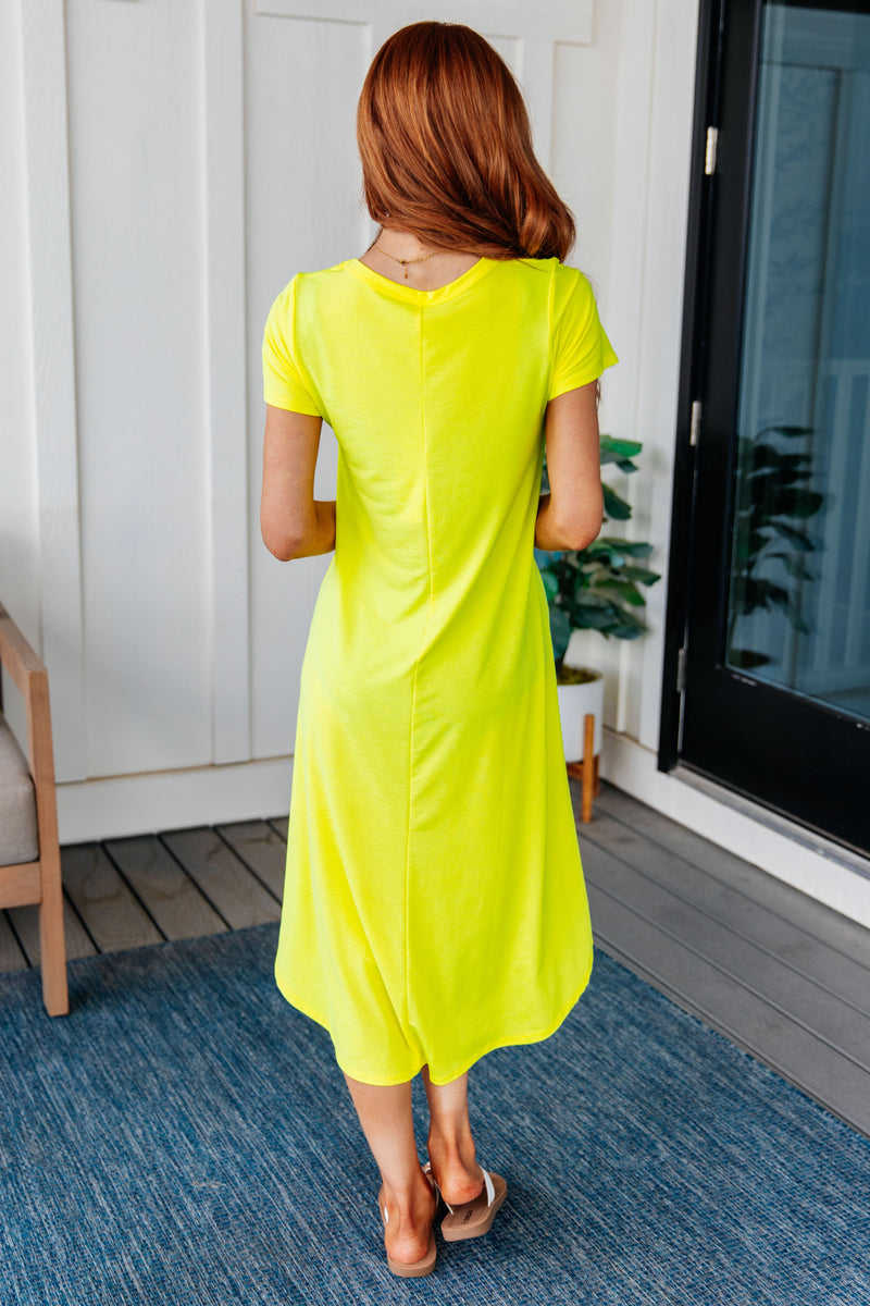 Dolman Sleeve Sheer Maxi Dress in Neon Yellow Cover Up
