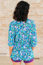 Dreamer Peplum Top in Navy and Mint Floral