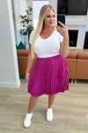 Just a Flirt Pleated Skirt in Magenta