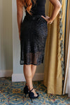 Gilded Age Sequin Skirt in Black