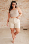 Judy Blur Greta High Rise Garment Dyed Shorts in Bone