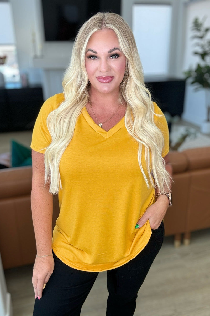 Heart and Soul V-Neck Top in Mustard