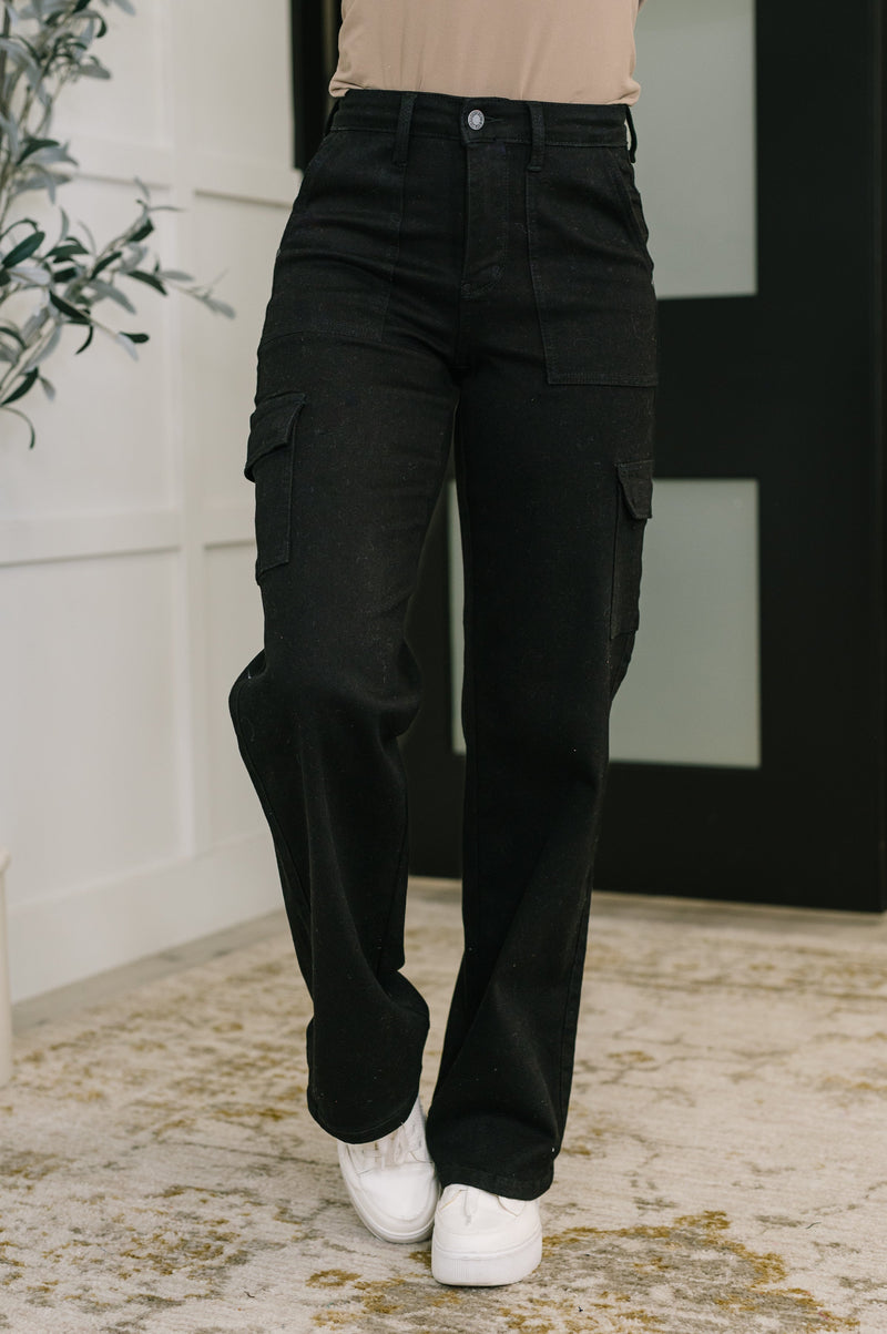 Judy Blue Keira High Waist Cargo Wide in Black