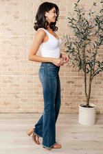 Just Blue Miley High Waist Control Top Frayed Hem Flare Jeans