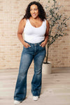 Just Blue Miley High Waist Control Top Frayed Hem Flare Jeans