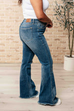 Just Blue Miley High Waist Control Top Frayed Hem Flare Jeans