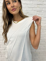 New Normal Pleat Detail Sleeveless Top in White