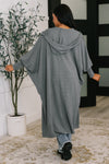 Pamper Travel Hooded Cardigan in Charcoal
