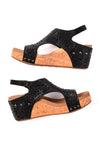 Ashley Wedge Sandals in Black Rhinestone by Corkys