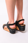 Ashley Wedge Sandals in Black Rhinestone by Corkys