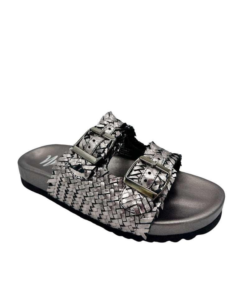 Intertwine Dual Woven Strap Slide in Pewter