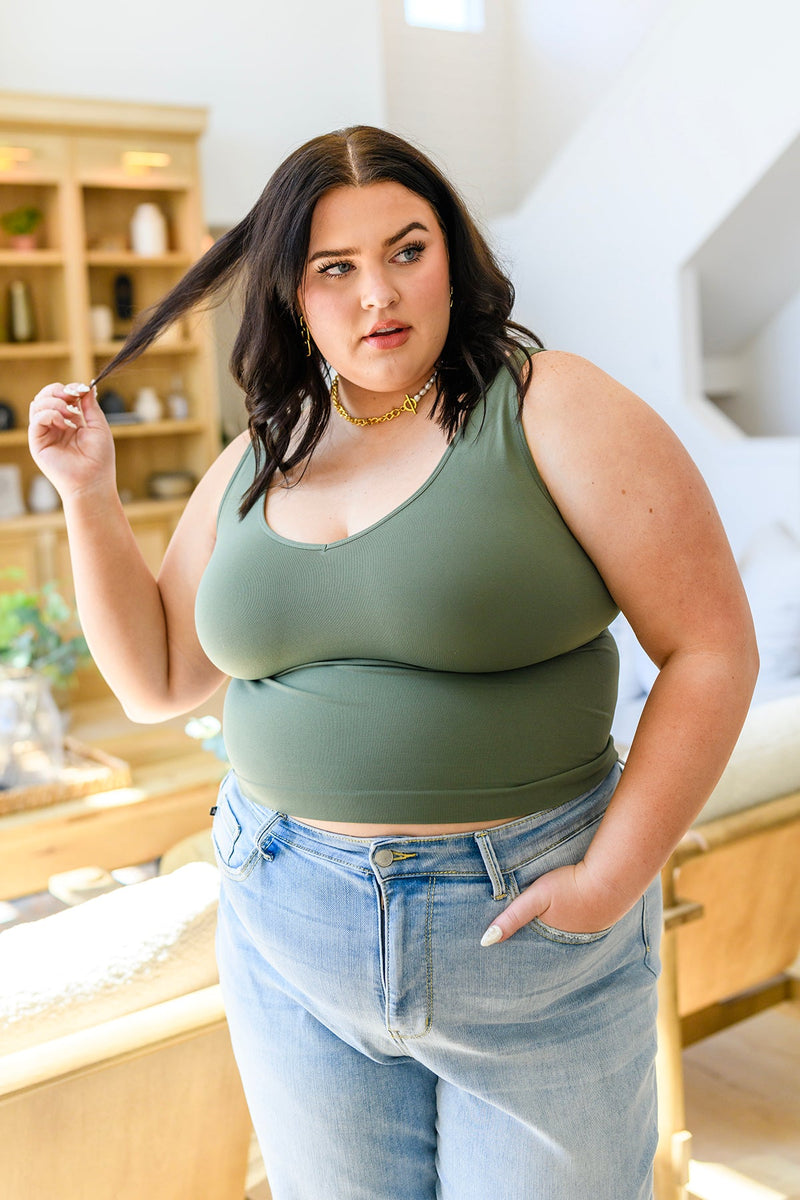 Carefree Seamless Reversible Tank in Olive