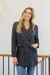 Chic Upon Arrival Button Down Blazer Jacket In Black