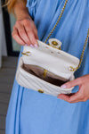 Classic Beauty Quilted Clutch in Ivory