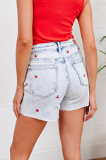 Judy Blue Hi-Waisted Cherry Acid Wash Cutoffs