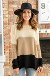 Hudson Color Block Sweater In Natural