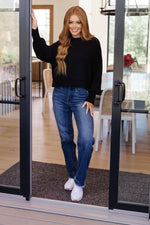Mags Side Slit Cropped Sweater in Black