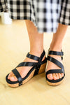 Corky’s Walkabout Strappy Wedge Sandals in Black