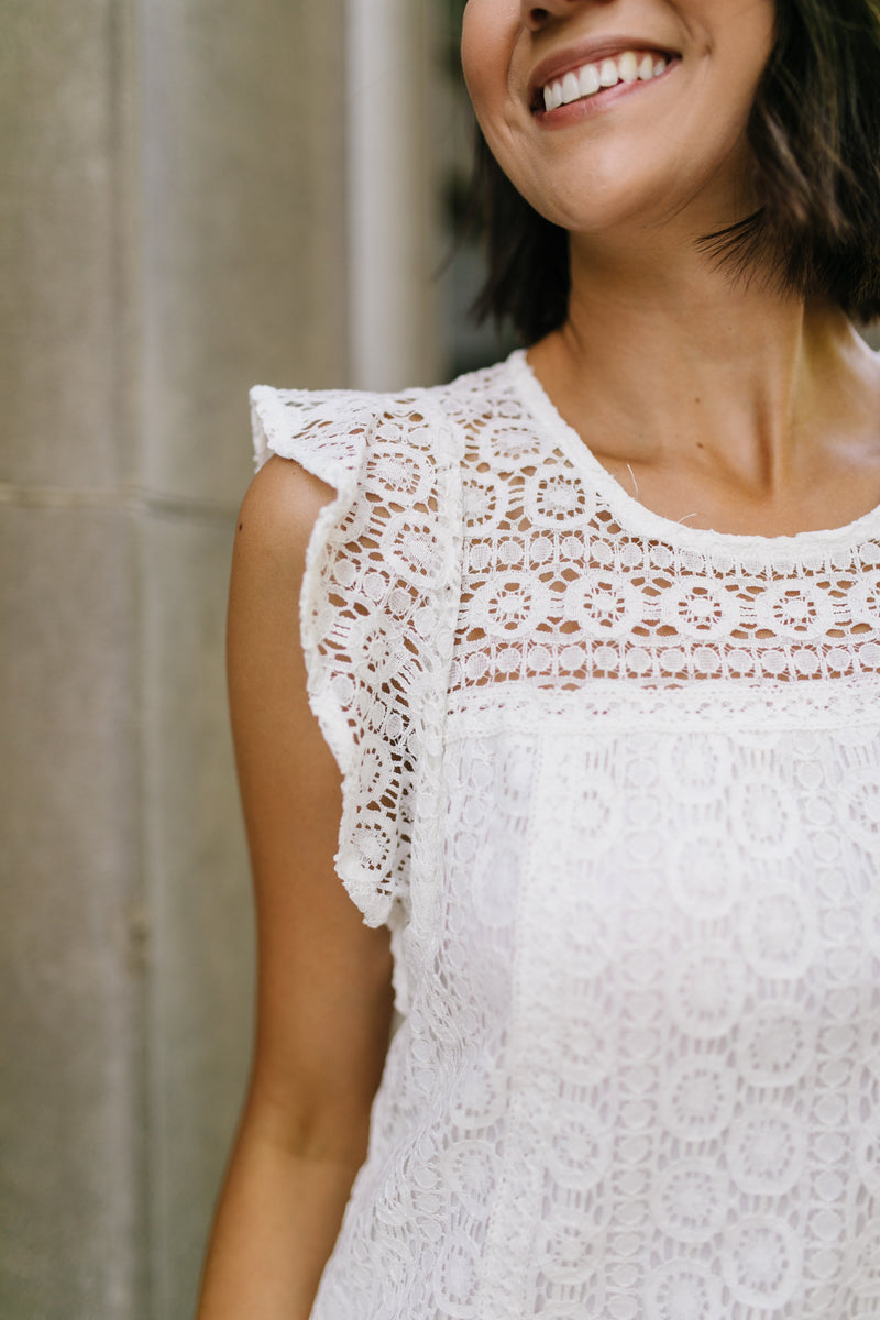 Lovely Lace Overlay Dress In Ivory